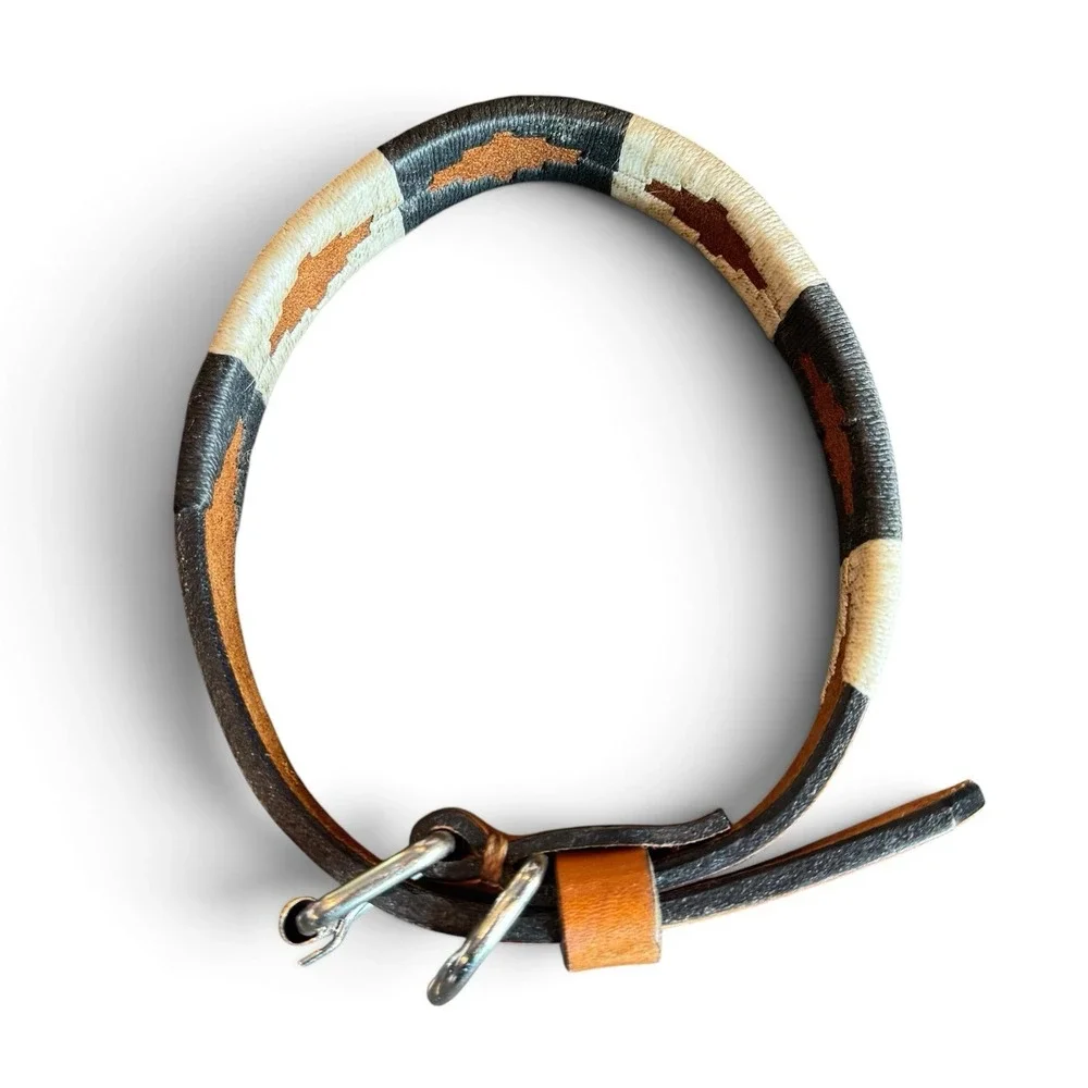 Zilker Antone's Dog Collar Size Medium Argentine Leather Artisan Gaucho NEW